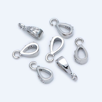 10pcs CZ Pave Gold/ Silver Open Loop Bail, Gold/ Rhodium Plated Bails, Small Bail, Jewelry Bail, Pendant Bails, Metal Bails (GB-1468-C)