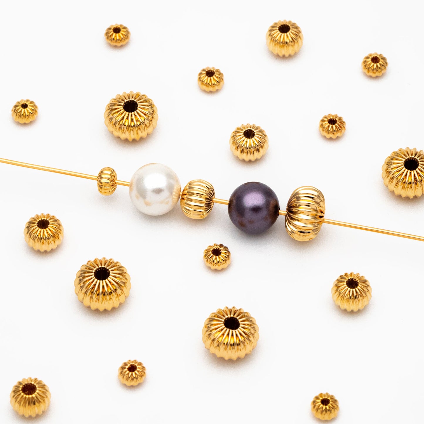 Gold plated Brass Rondelle Beads, Melon Spacer Beads 4/ 6/ 8mm, lead nickel free (GB-099)