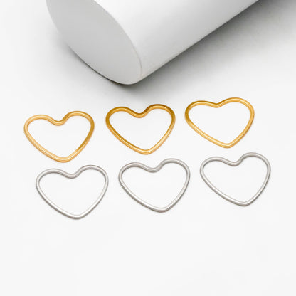 10pcs Gold/ Silver Heart Link Connector Charms 21mm, Real Gold/ Rhodium plated Brass Geometric Pendants (GB-101)