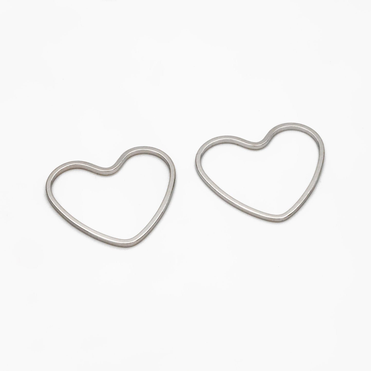 10pcs Gold/ Silver Heart Link Connector Charms 21mm, Real Gold/ Rhodium plated Brass Geometric Pendants (GB-101)