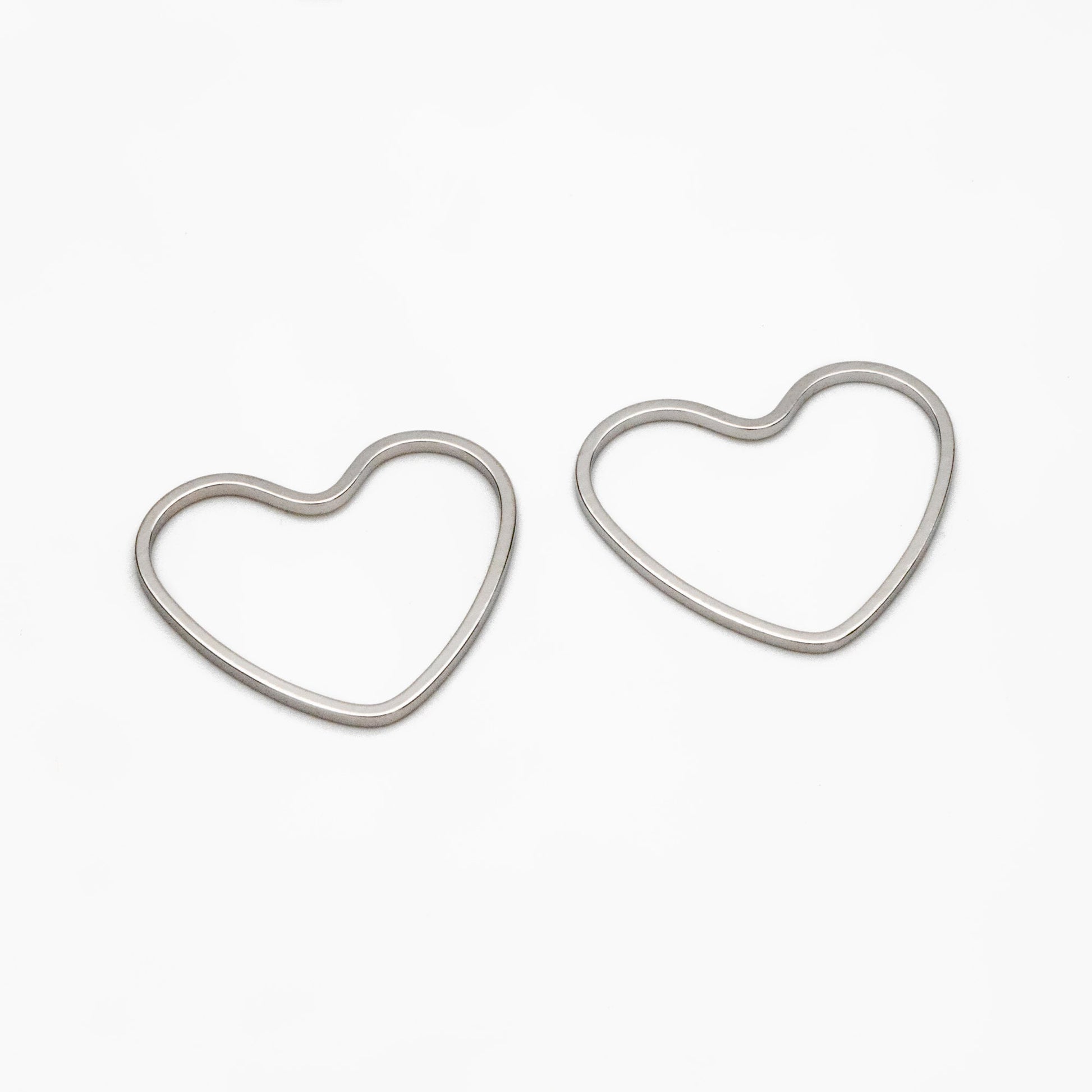 10pcs Gold/ Silver Heart Link Connector Charms 21mm, Real Gold/ Rhodium plated Brass Geometric Pendants (GB-101)