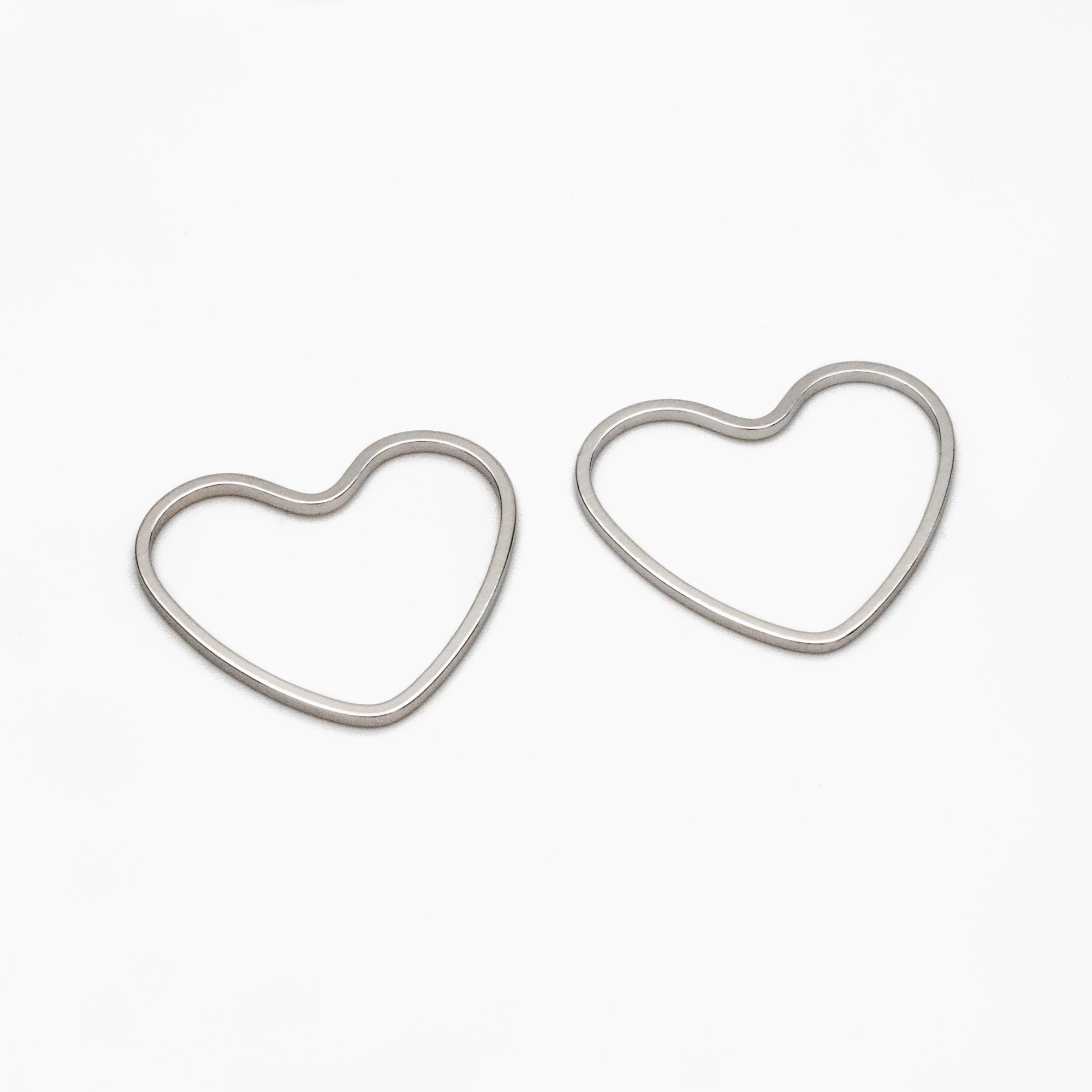 10pcs Gold/ Silver Heart Link Connector Charms 21mm, Real Gold/ Rhodium plated Brass Geometric Pendants (GB-101)