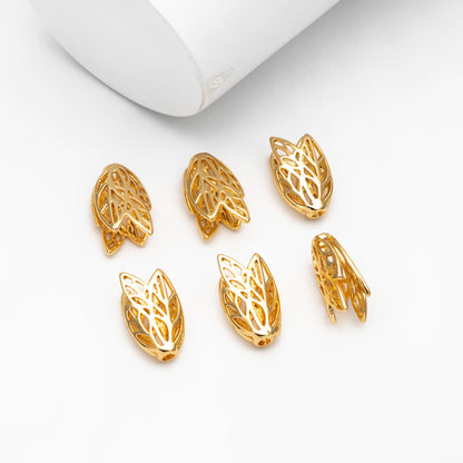10pcs Gold Flower Bead Caps 16mm, Gold plated Brass Tulip Tassel Caps, Lead Nickel Free (GB-110)