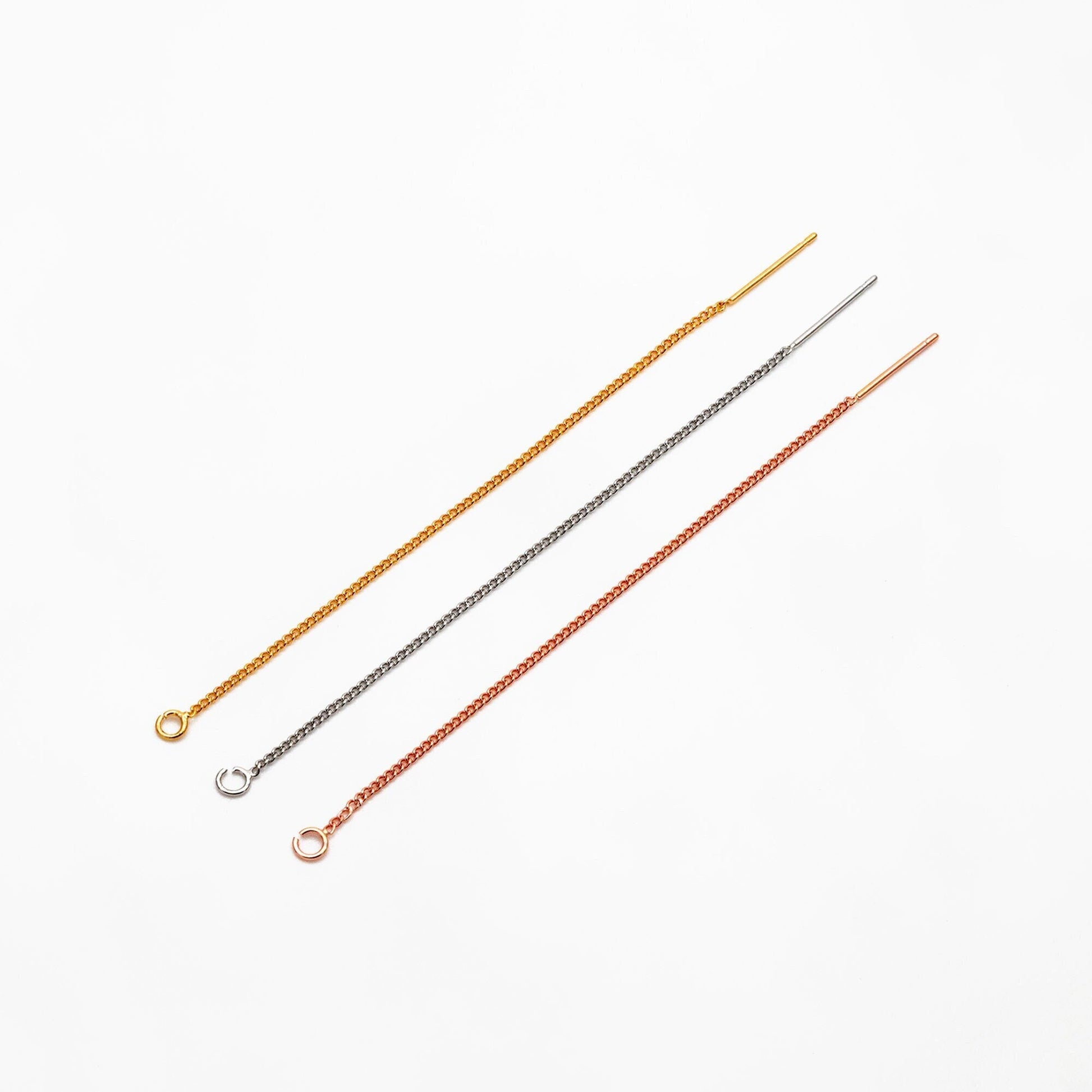 10pcs Gold/ Silver/ Rose Gold Threader Earrings, Earwire Thread with Open Jump Ring, Earring Components Wholesale (GB-333-A)