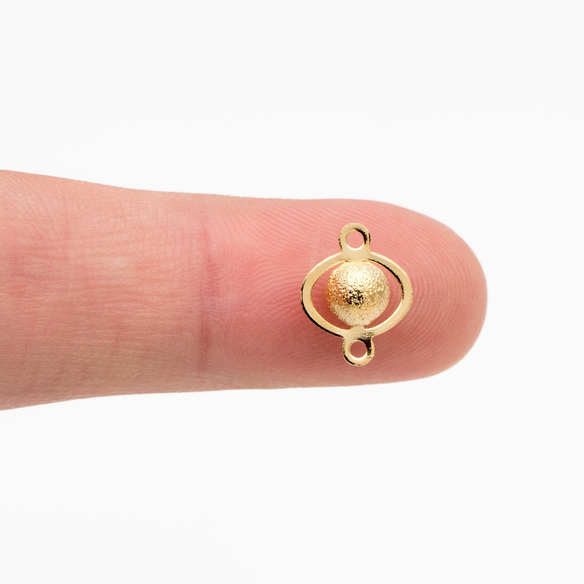 10pcs Gold plated Brass Connectors with Matte Round Beads, Lead Nickel Free (GB-151)