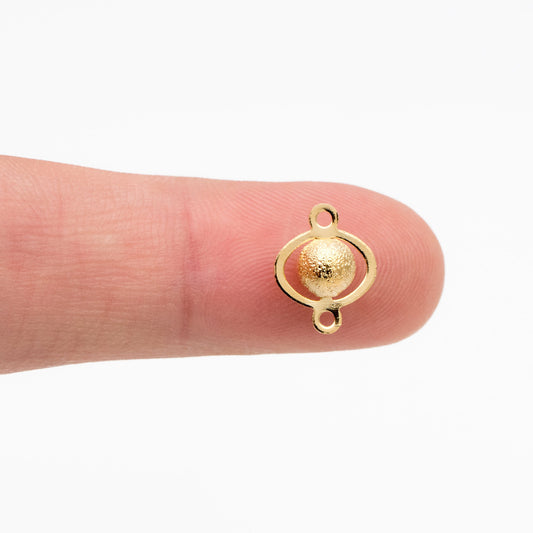 10pcs Gold plated Brass Connectors with Matte Round Beads, Lead Nickel Free (GB-151)