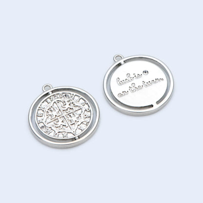 10pcs Gold/ Silver tone Medallion Charm Pendant 16x14mm, Jewelry Supply (GB-1634)