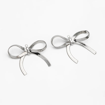 10pcs Gold/ Rhodium plated Bowknot Charms, Large Bow Knot Pendants 35x37mm (#GB-2745-G)