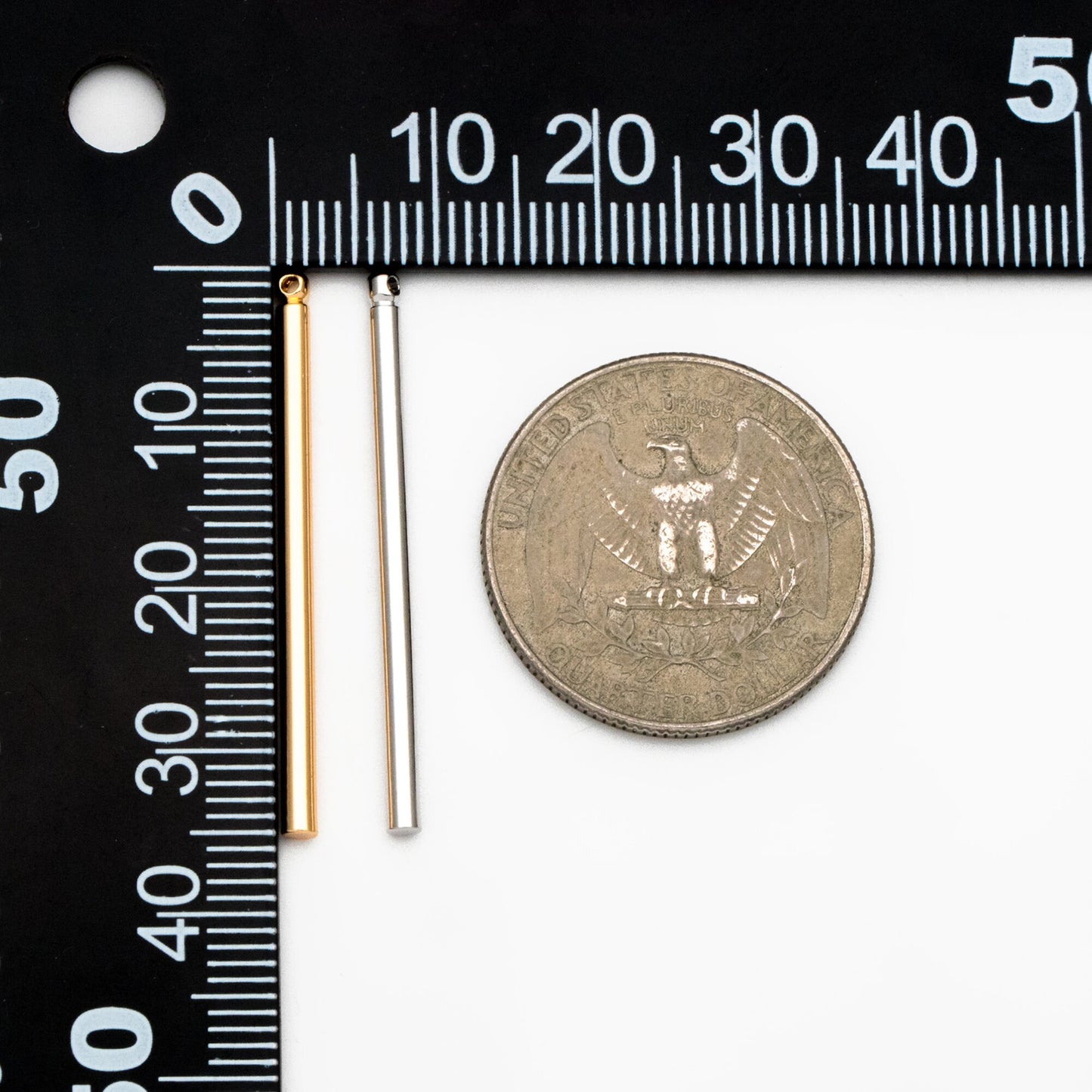 10pcs Gold/ Silver tone Long Tube Charms 35mm, Gold/ Rhodium plated Brass Stick Bar Pendants, Lead Nickel Free (GB-080)