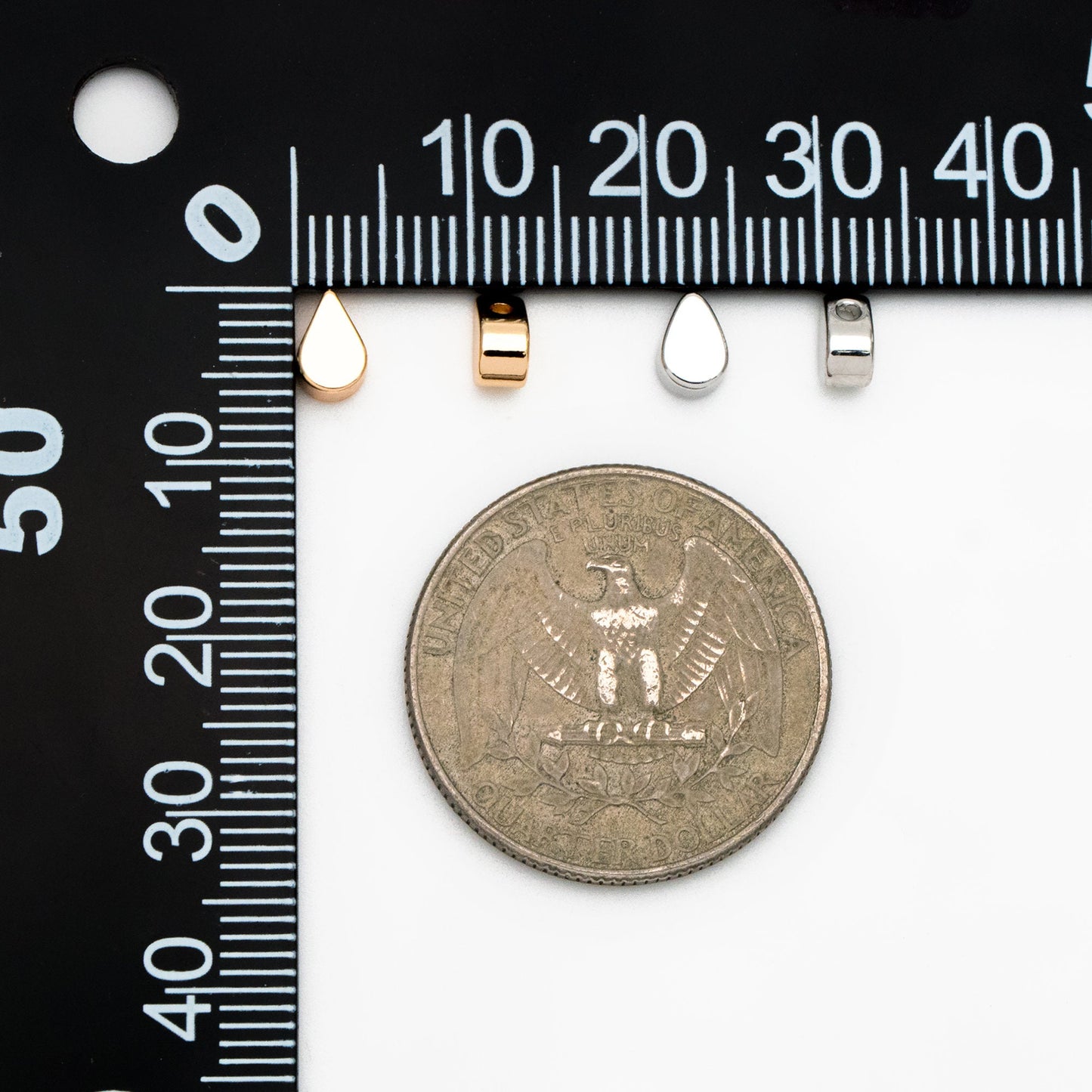 10pcs Mini Gold/ Silver/ Rose Gold Teardrop Charms 6mm, Gold/ Rhodium plated Brass Leaf Beads (GB-088)