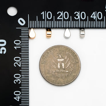 10pcs Mini Gold/ Silver/ Rose Gold Teardrop Charms 6mm, Gold/ Rhodium plated Brass Leaf Beads (GB-088)