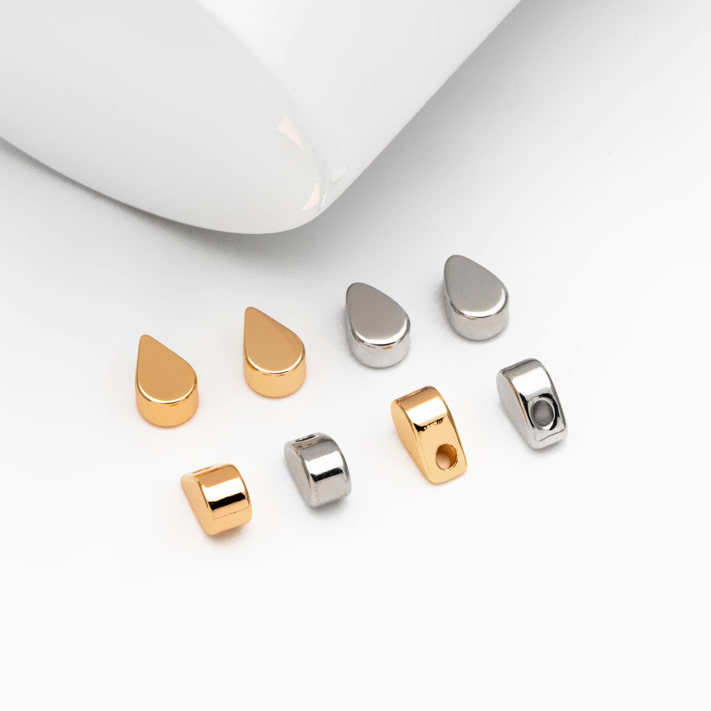 10pcs Mini Gold/ Silver/ Rose Gold Teardrop Charms 6mm, Gold/ Rhodium plated Brass Leaf Beads (GB-088)