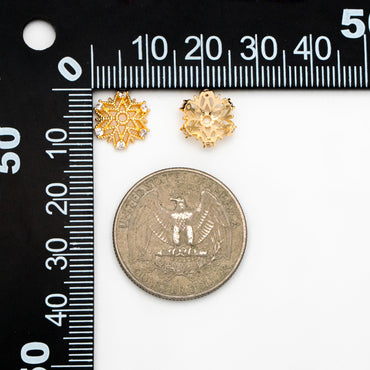 10pcs Gold Micro CZ Pave Bead Caps 11mm , Gold plated Brass Flower Cap Ends, Lead Nickel Free (GB-091)