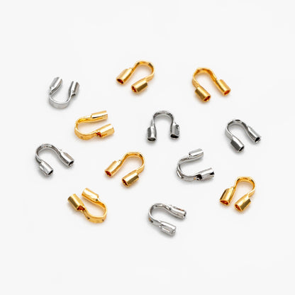 50pcs Gold/ Silver tone Wire Guardians 4.5mm, Gold/ Rhodium Plated Brass Thread Protectors (GB-092)