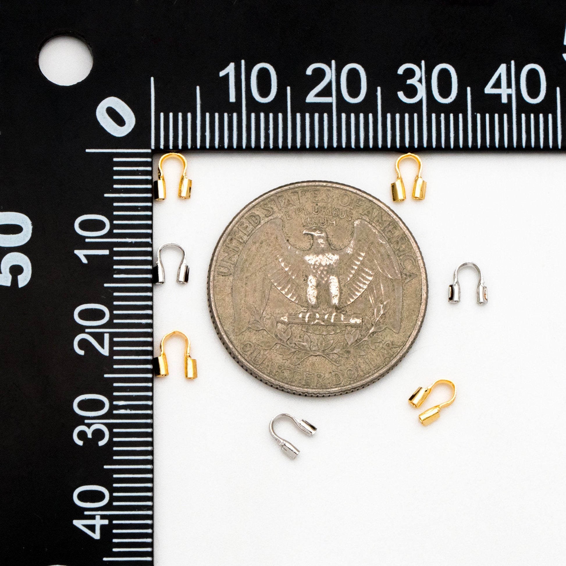 50pcs Gold/ Silver tone Wire Guardians 4.5mm, Gold/ Rhodium Plated Brass Thread Protectors (GB-092)