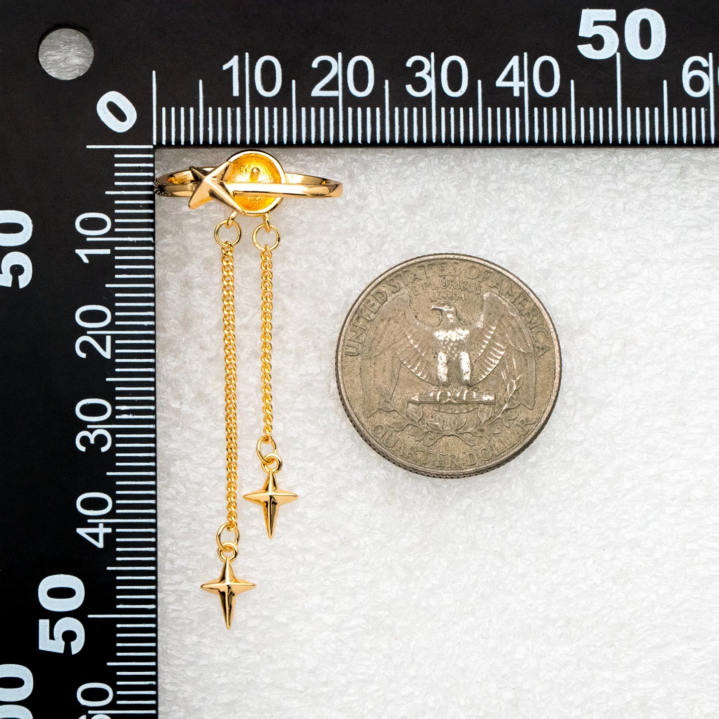 4pcs Gold Saturn Star Earring, Pearl Earring Mounts, Half Drilled Pearls Earring Settings (#GB-2942)