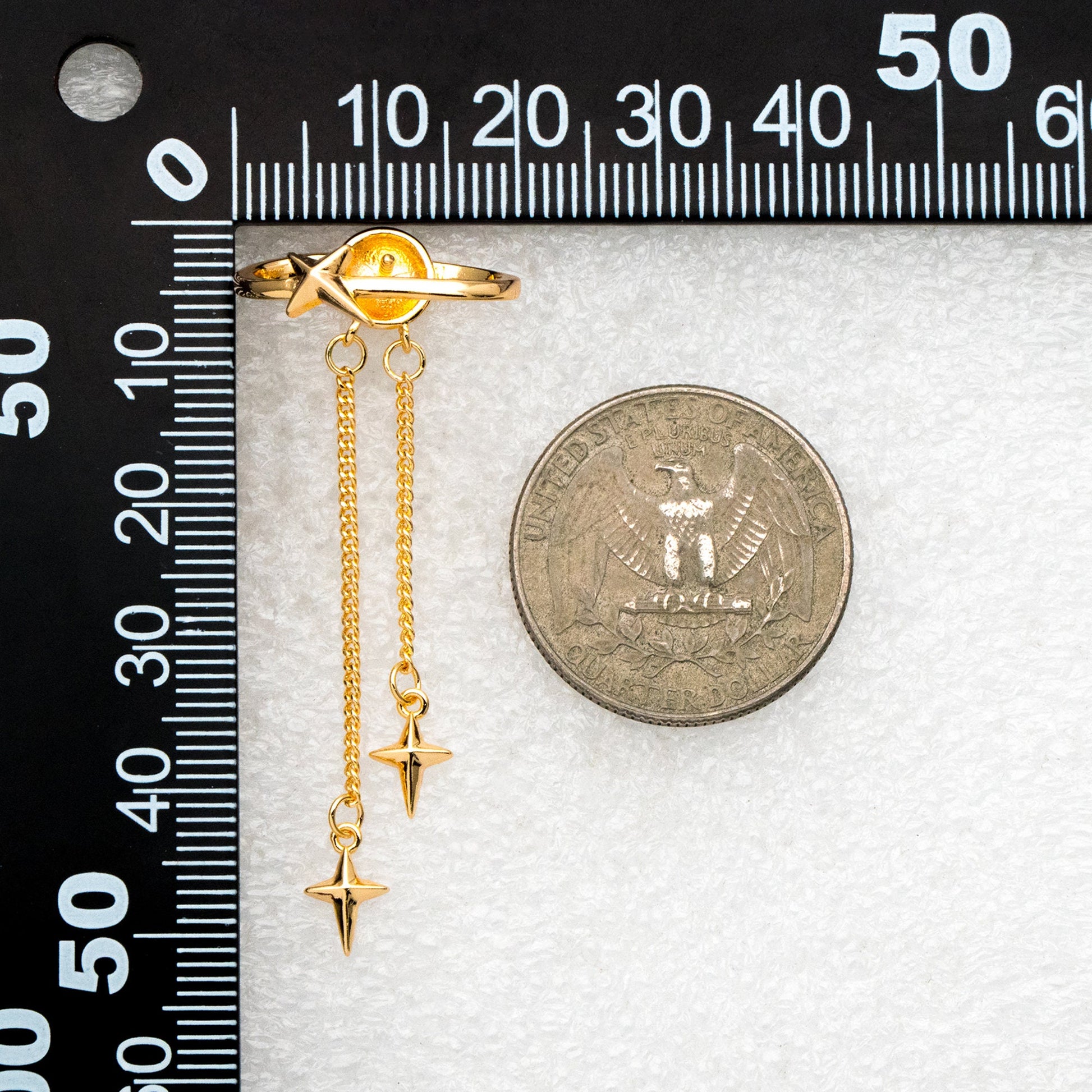 4pcs Gold Saturn Star Earring, Pearl Earring Mounts, Half Drilled Pearls Earring Settings (#GB-2942)