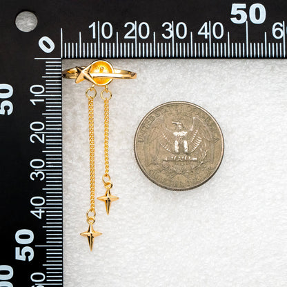 4pcs Gold Saturn Star Earring, Pearl Earring Mounts, Half Drilled Pearls Earring Settings (#GB-2942)