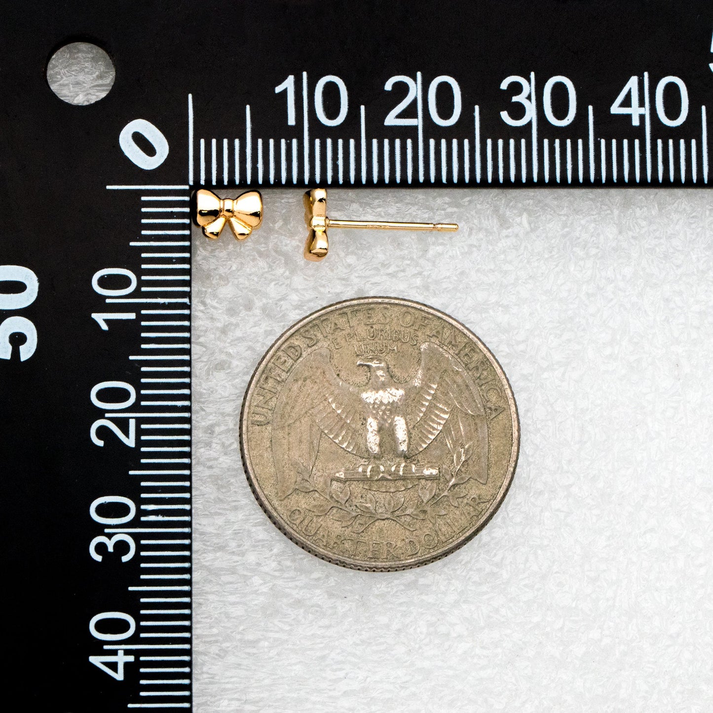 10pcs Tiny Bowknot Stud Earrings: 18K Gold Plated Brass (GB-4257)