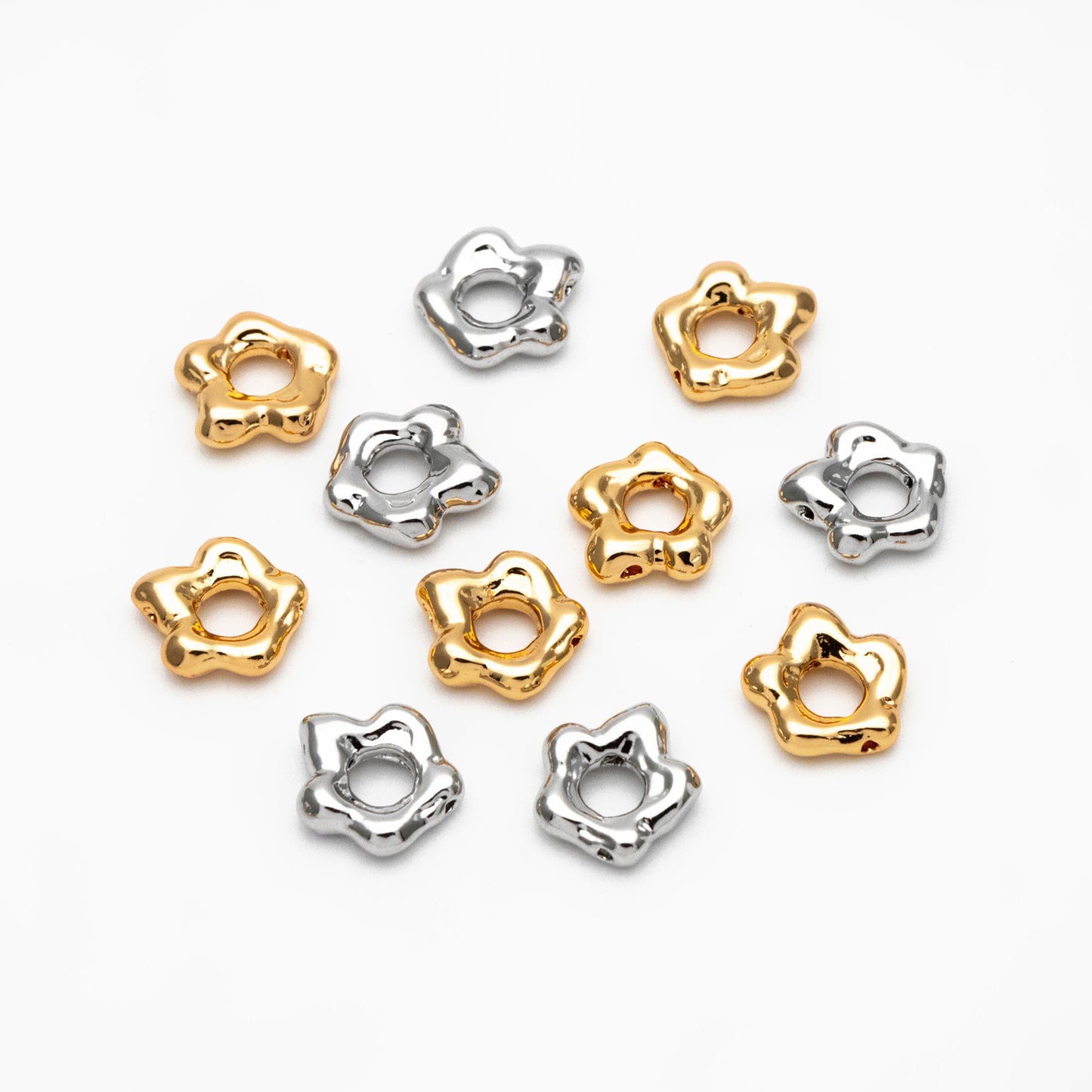 10pcs Gold/ Silver Irregular Spacer Beads 9mm, Gold/ Rhodium plated Brass, Jewelry Making, Diy Material, Jewelry Supplies (GB-4259)