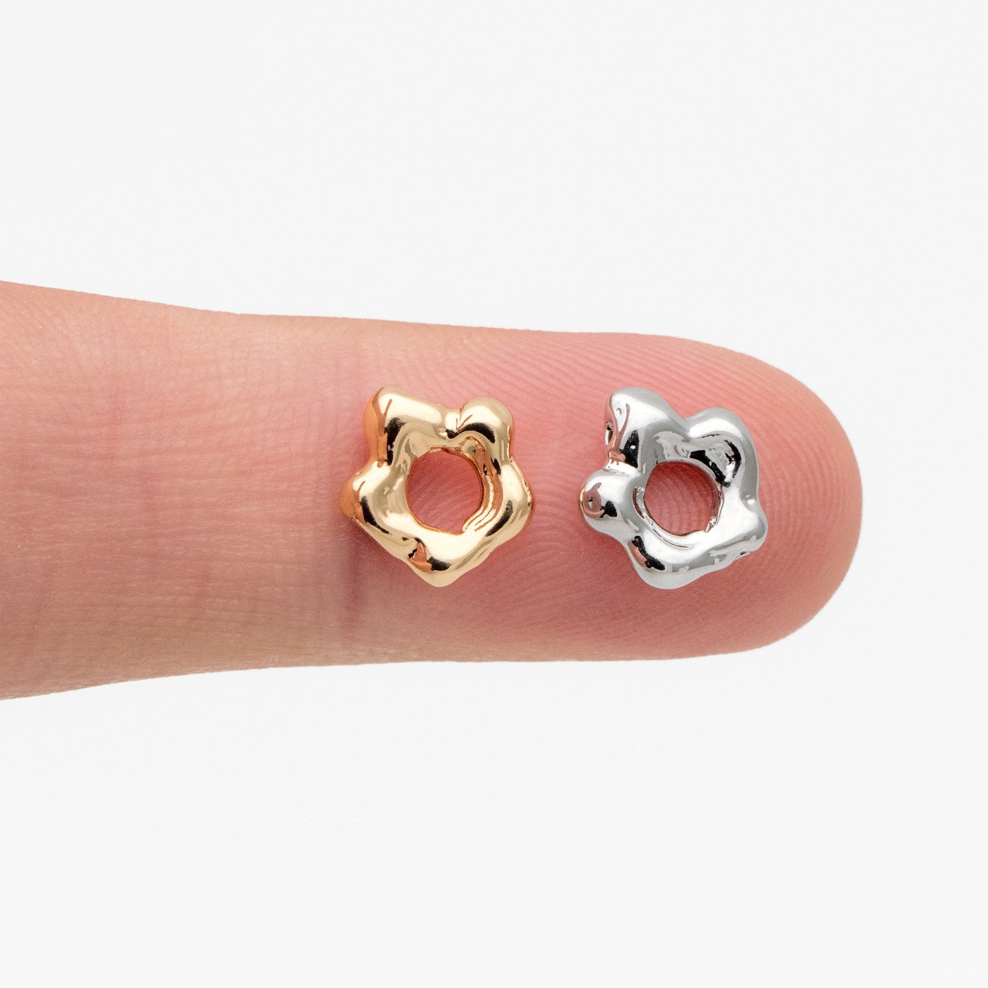 10pcs Gold/ Silver Irregular Spacer Beads 9mm, Gold/ Rhodium plated Brass, Jewelry Making, Diy Material, Jewelry Supplies (GB-4259)