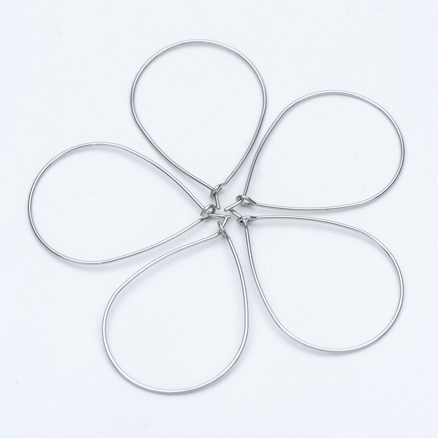 10pcs Gold/ Silver Tone Teardrop Earring Hoops, 38x26mm Geometric Ear Wire Charm Pendants, Threader Earring Components (GB-709)