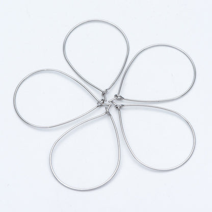 10pcs Gold/ Silver Tone Teardrop Earring Hoops, 38x26mm Geometric Ear Wire Charm Pendants, Threader Earring Components (GB-709)