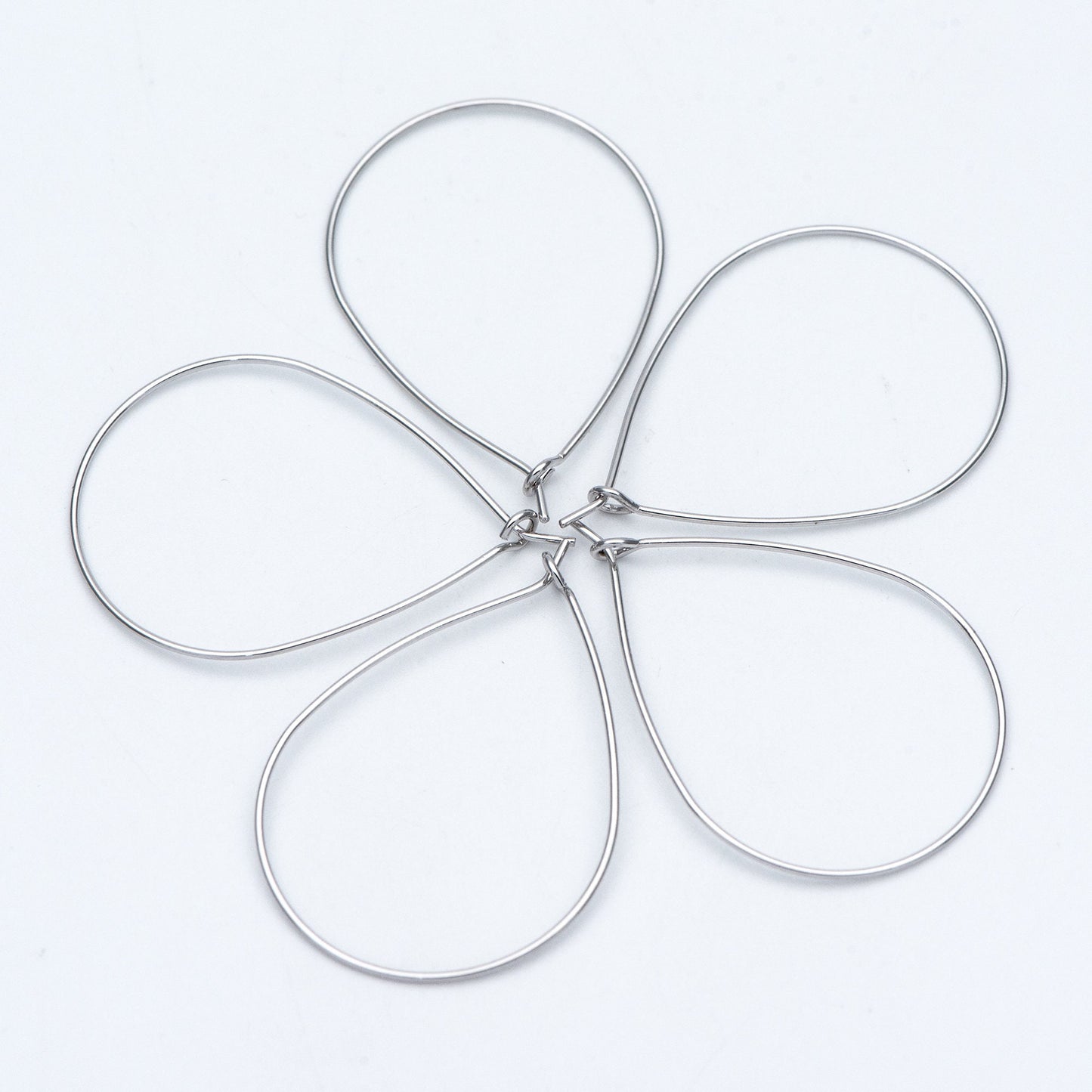 10pcs Gold/ Silver Tone Teardrop Earring Hoops, 38x26mm Geometric Ear Wire Charm Pendants, Threader Earring Components (GB-709)