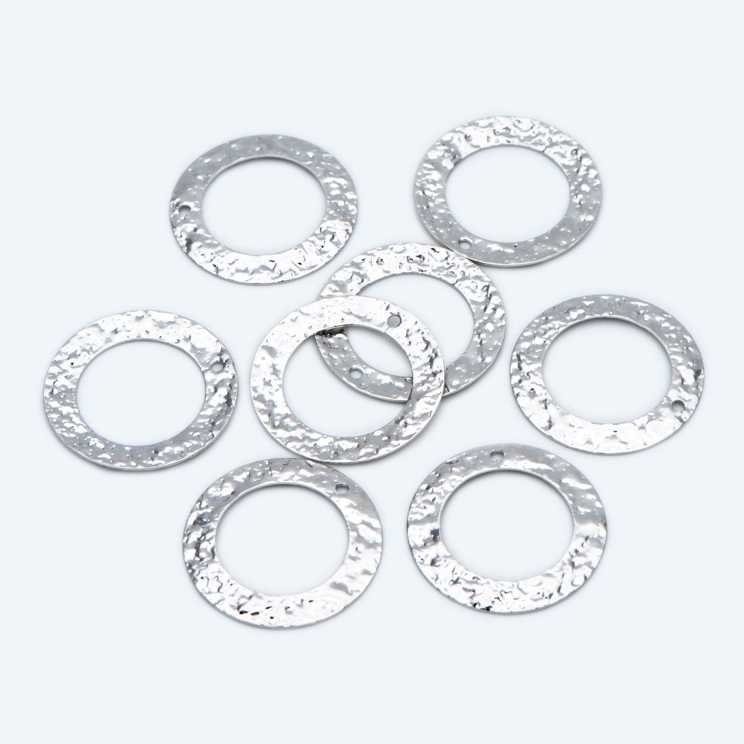 10pcs Gold/ Silver tone Circle Disc Pendant 21mm, Gold/ Rhodium plated Brass Geometric Hammered Charms (GB-1422-G)