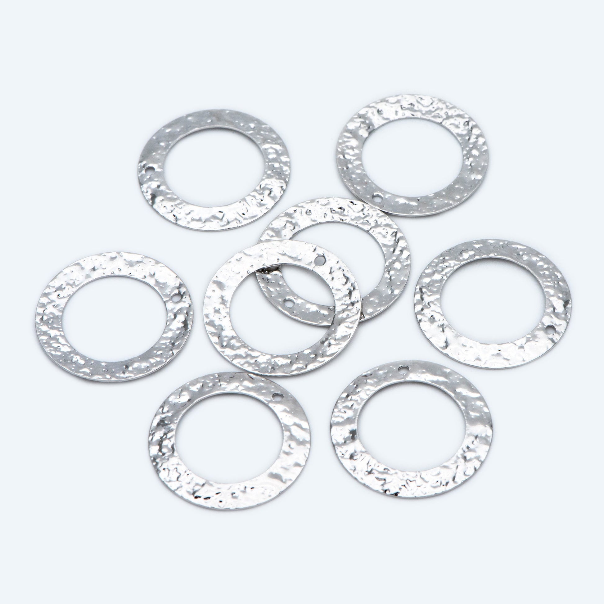 10pcs Gold/ Silver tone Circle Disc Pendant 21mm, Gold/ Rhodium plated Brass Geometric Hammered Charms (GB-1422-G)