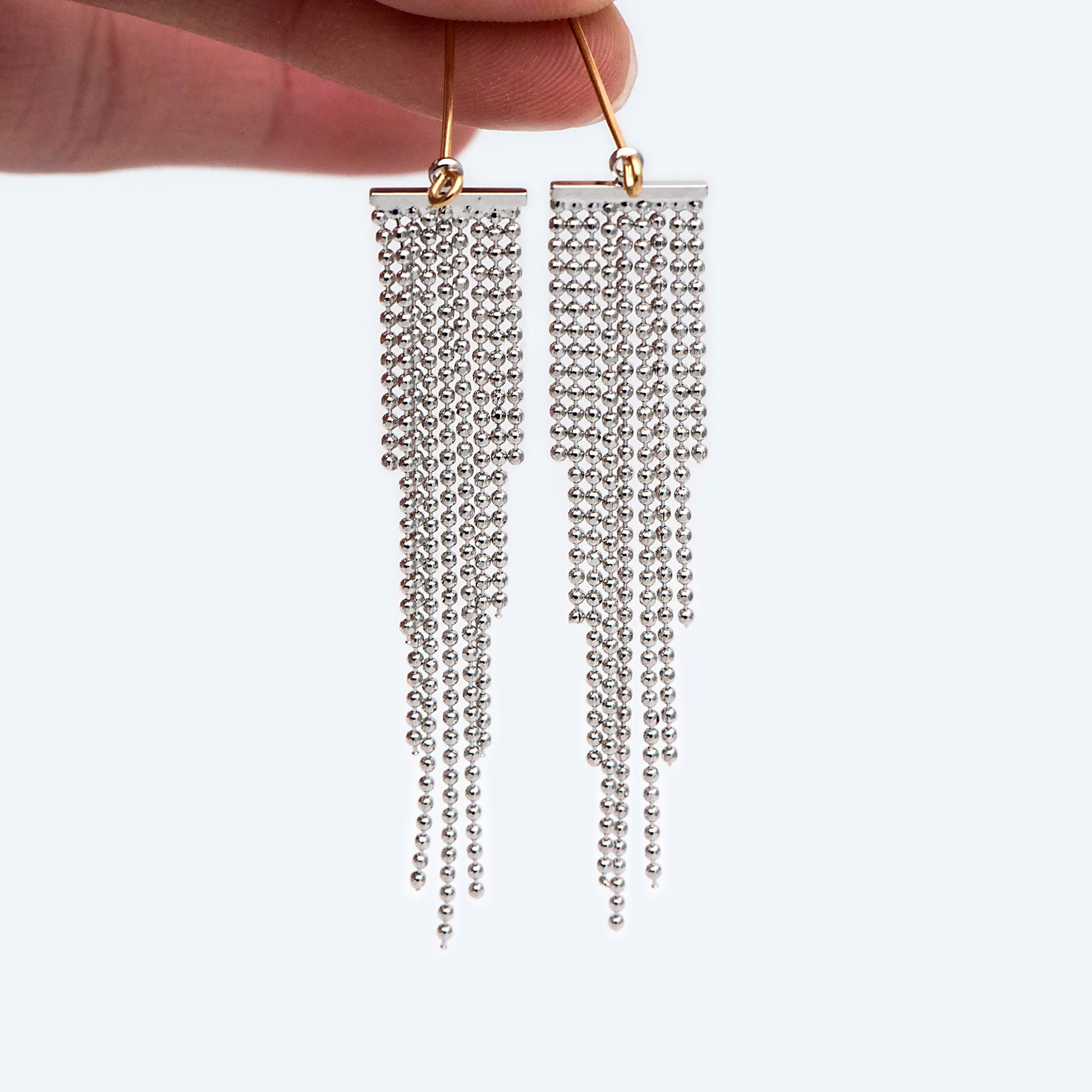 4pcs Gold/ Silver tone Chain Tassels 62mm Long, Ball Chain Tassels，Earring Tassels (GB-945-D)