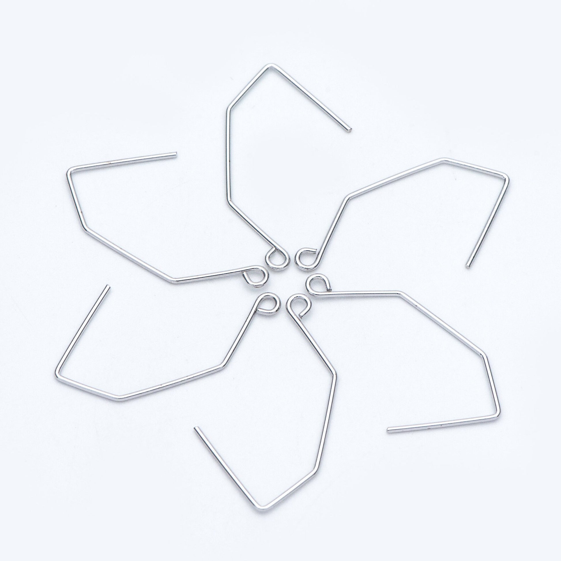 10pcs Gold/ Silver tone Ear Hooks 32x18mm, Gold/ Rhodium plated Brass Simple Earwires Earring Components (GB-947-B)