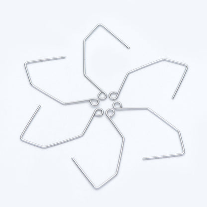 10pcs Gold/ Silver tone Ear Hooks 32x18mm, Gold/ Rhodium plated Brass Simple Earwires Earring Components (GB-947-B)