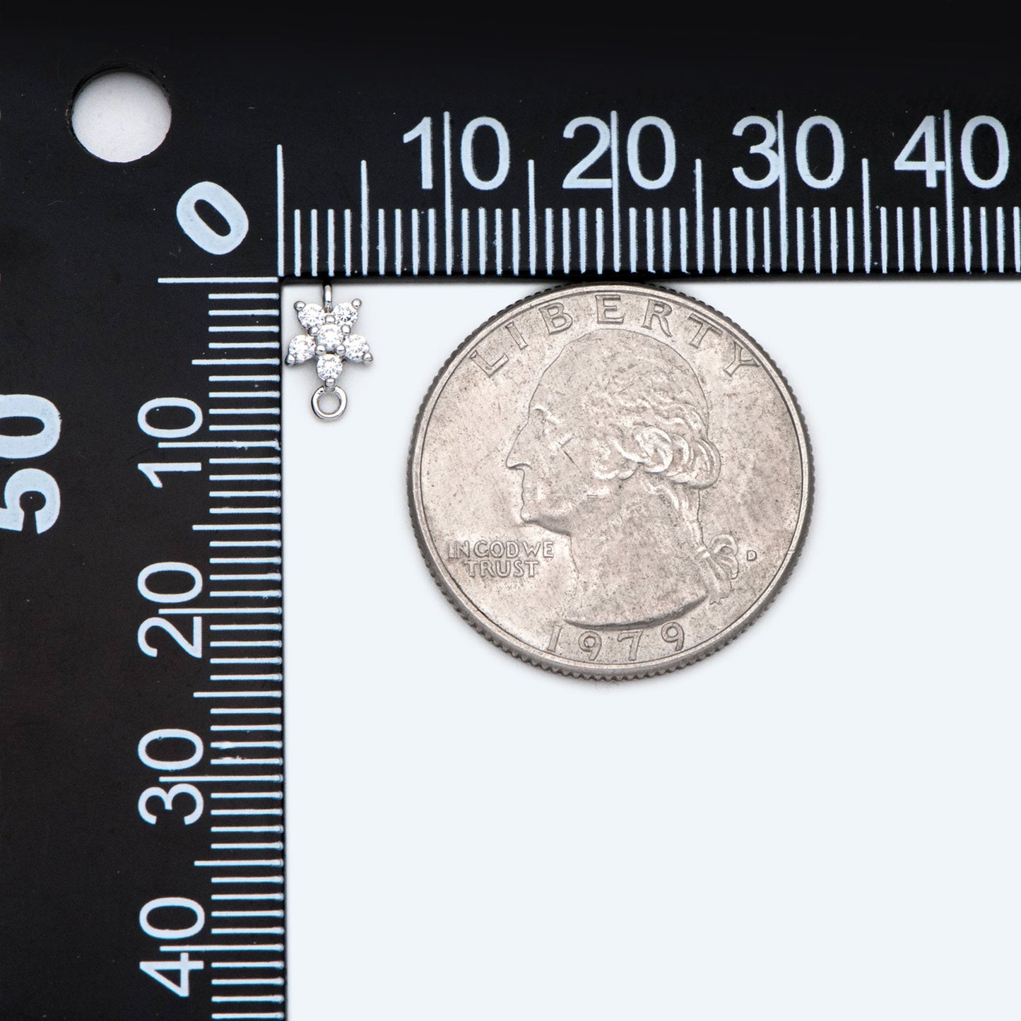 10pcs CZ Pave Gold/ Silver/ Rose Gold Flower Charm Pendants 8x5mm, Real Gold/ Rhodium plated Brass, Color Not Easily Tarnish (GB-3670-A)