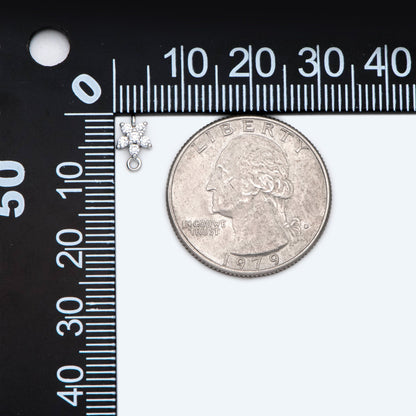 10pcs CZ Pave Gold/ Silver/ Rose Gold Flower Charm Pendants 8x5mm, Real Gold/ Rhodium plated Brass, Color Not Easily Tarnish (GB-3670-A)