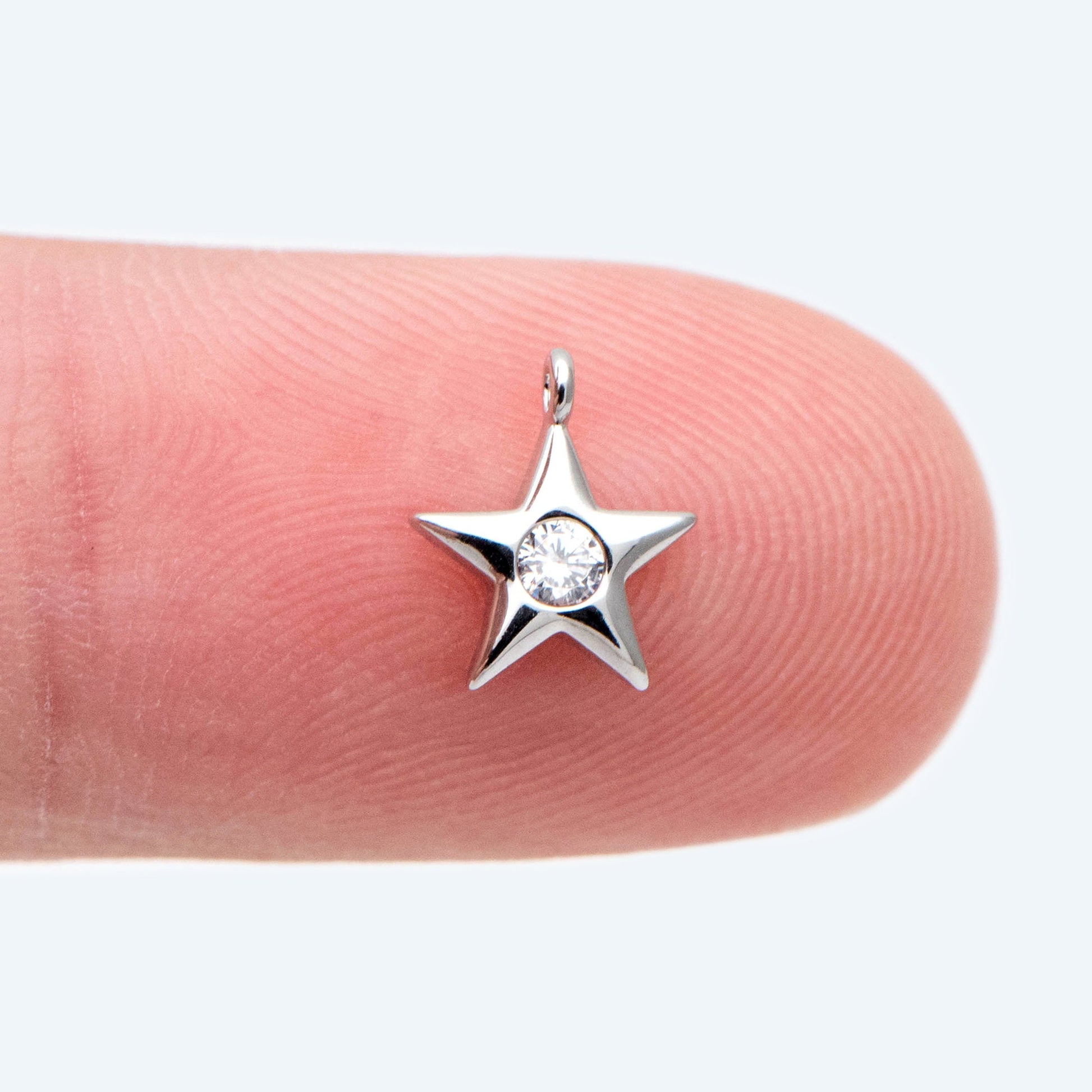 10pcs Gold/ Silver Star Charm 8x7mm, CZ Pave Tiny Star Pendant, Earring Findings, Jewelry Making, Diy Material, Jewelry Supplies (GB-162-E)