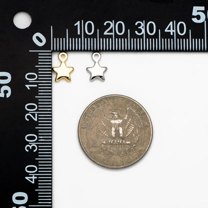 20pcs Gold /Silver Star Charms 10x7mm, Real Gold/ Rhodium plated Brass, Lead Nickel Free (GB-194)