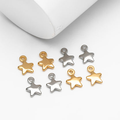 20pcs Gold /Silver Star Charms 10x7mm, Real Gold/ Rhodium plated Brass, Lead Nickel Free (GB-194)