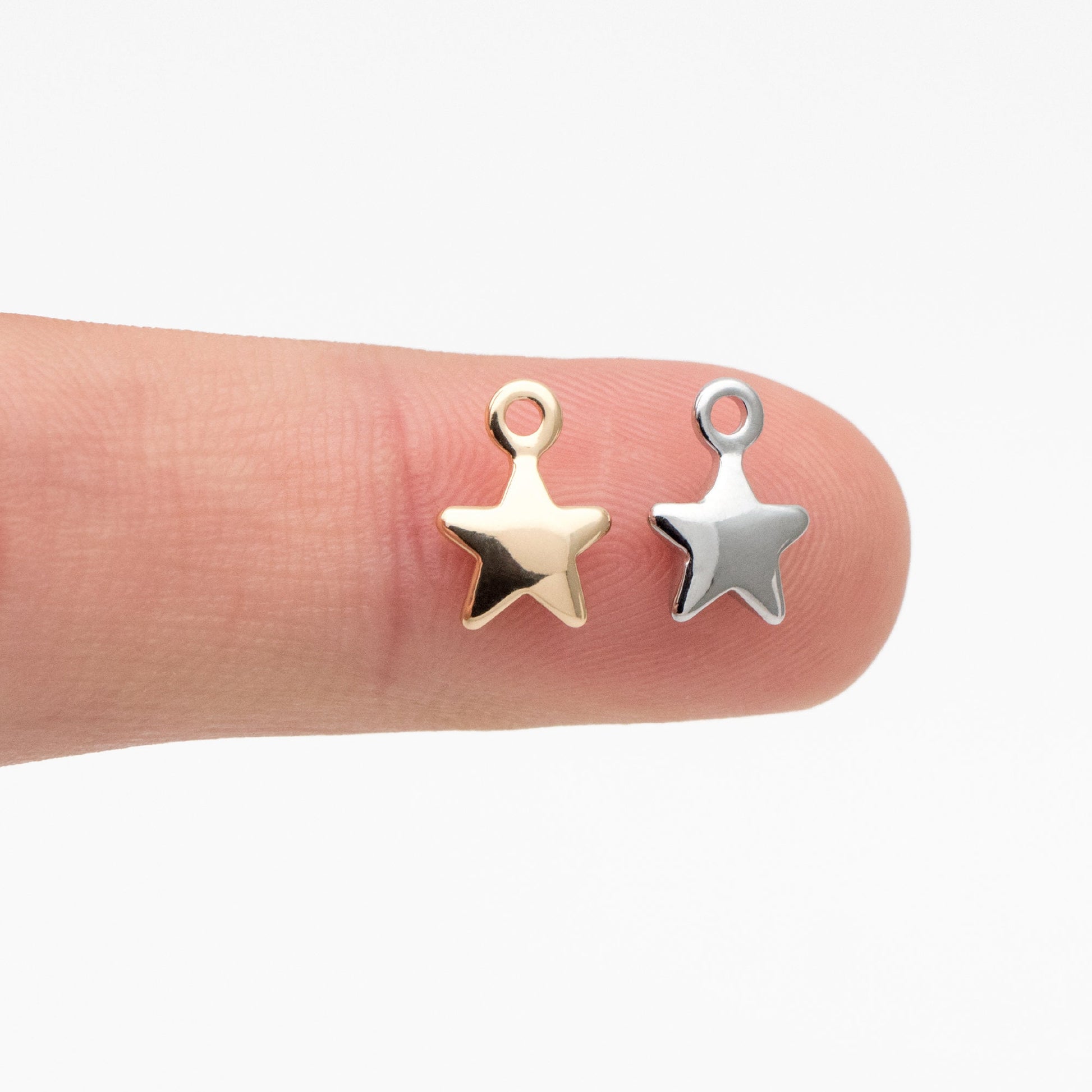 20pcs Gold /Silver Star Charms 10x7mm, Real Gold/ Rhodium plated Brass, Lead Nickel Free (GB-194)