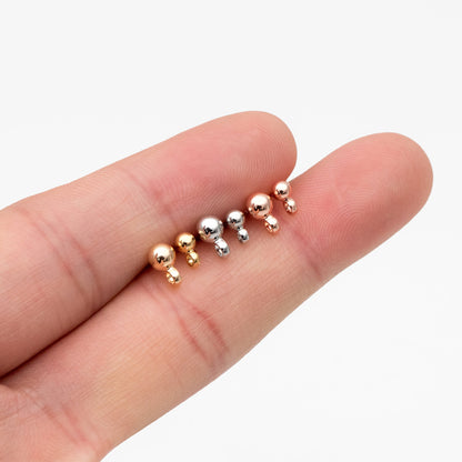 20pcs Gold/ Silver/ Rose Gold Earring Posts, Stud Earring with Loop, 3mm/ 4mm Ball Size (GB-443)
