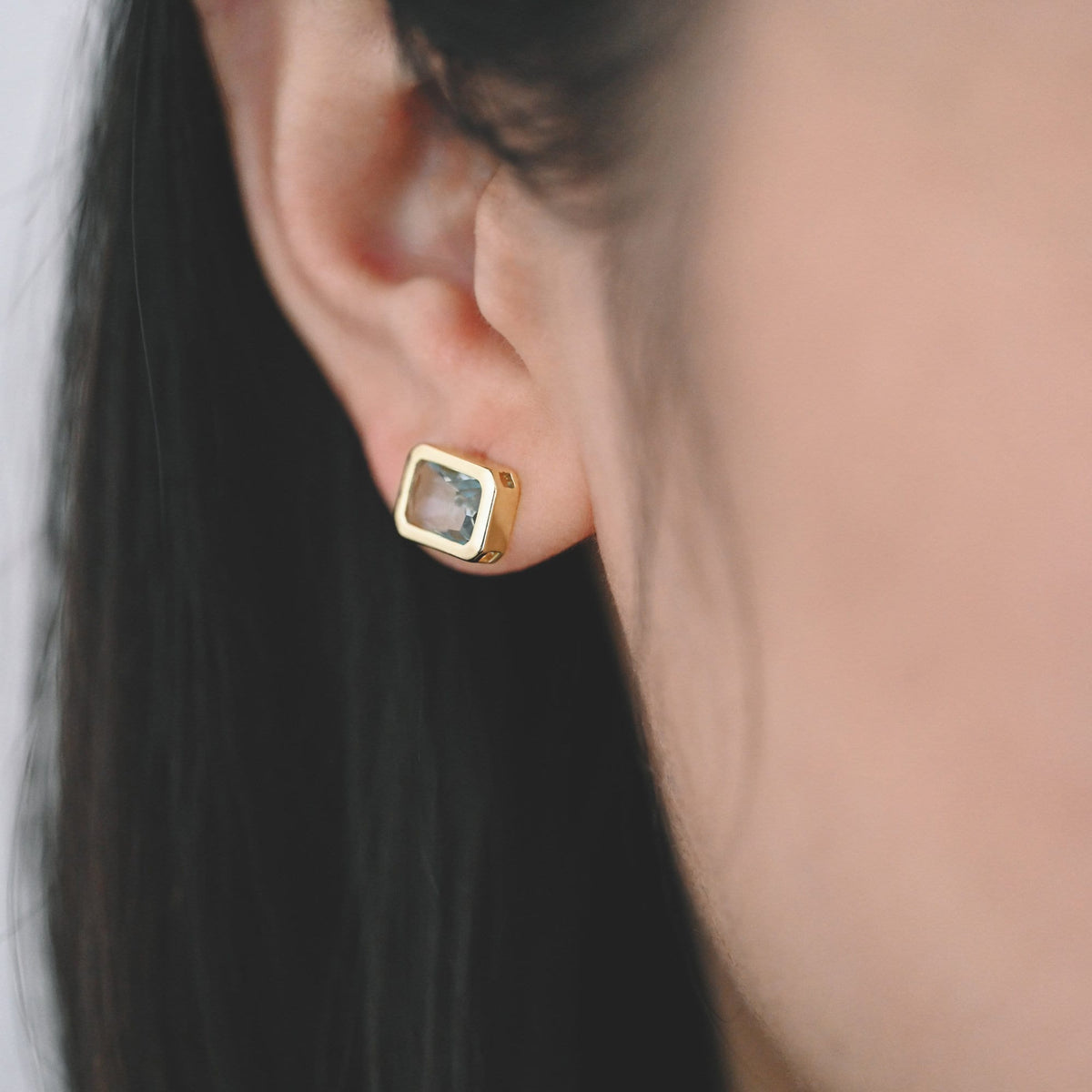 4pcs CZ Pave Rectangle Earring Studs, 18K Gold plated Brass Ear Posts, Geometric Earring Findings (#GB-3852)
