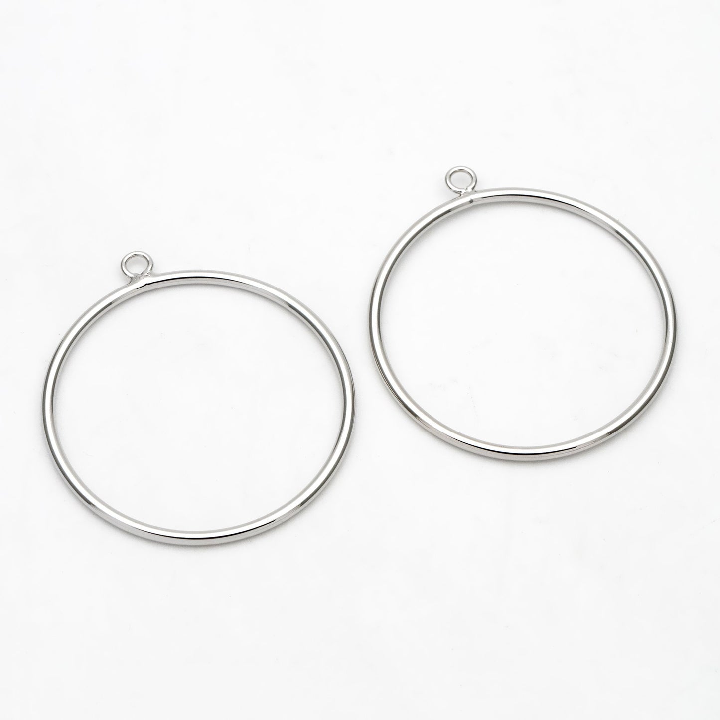 10pcs Gold/ Silver Tone Circle Pendants: 18K Gold/Rhodium Plated Hoop Charms, 40mm (GB-2769)