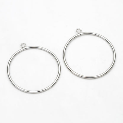 10pcs Gold/ Silver Tone Circle Pendants: 18K Gold/Rhodium Plated Hoop Charms, 40mm (GB-2769)