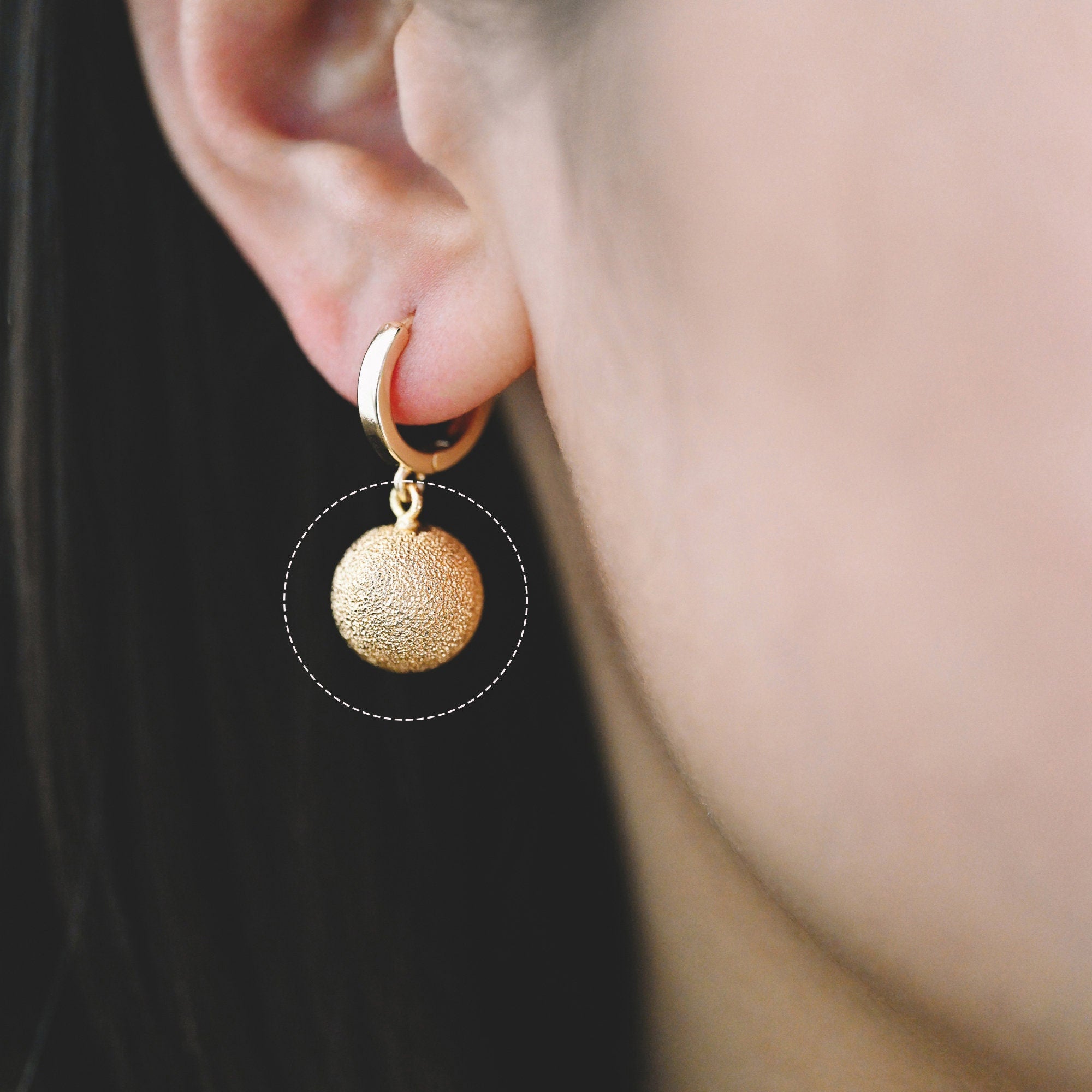 10pcs Gold Stardust Ball Charms 12mm, Real Gold plated Brass, Round Dangle Pendants (GB-3898)