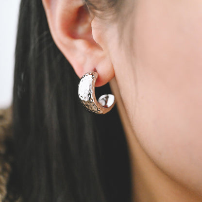 4pcs Gold/ Silver Minimalist C Shape Earring, 18K Gold/ Rhodium plated Brass Ear Posts, Stud Earrings (GB-3958)