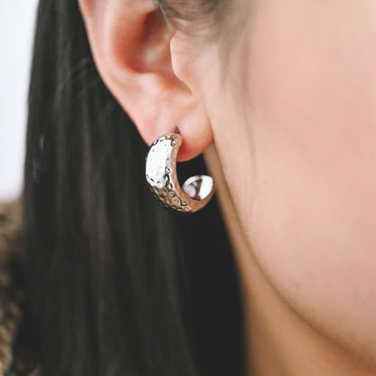 4pcs Gold/ Silver Minimalist C Shape Earring, 18K Gold/ Rhodium plated Brass Ear Posts, Stud Earrings (GB-3958)