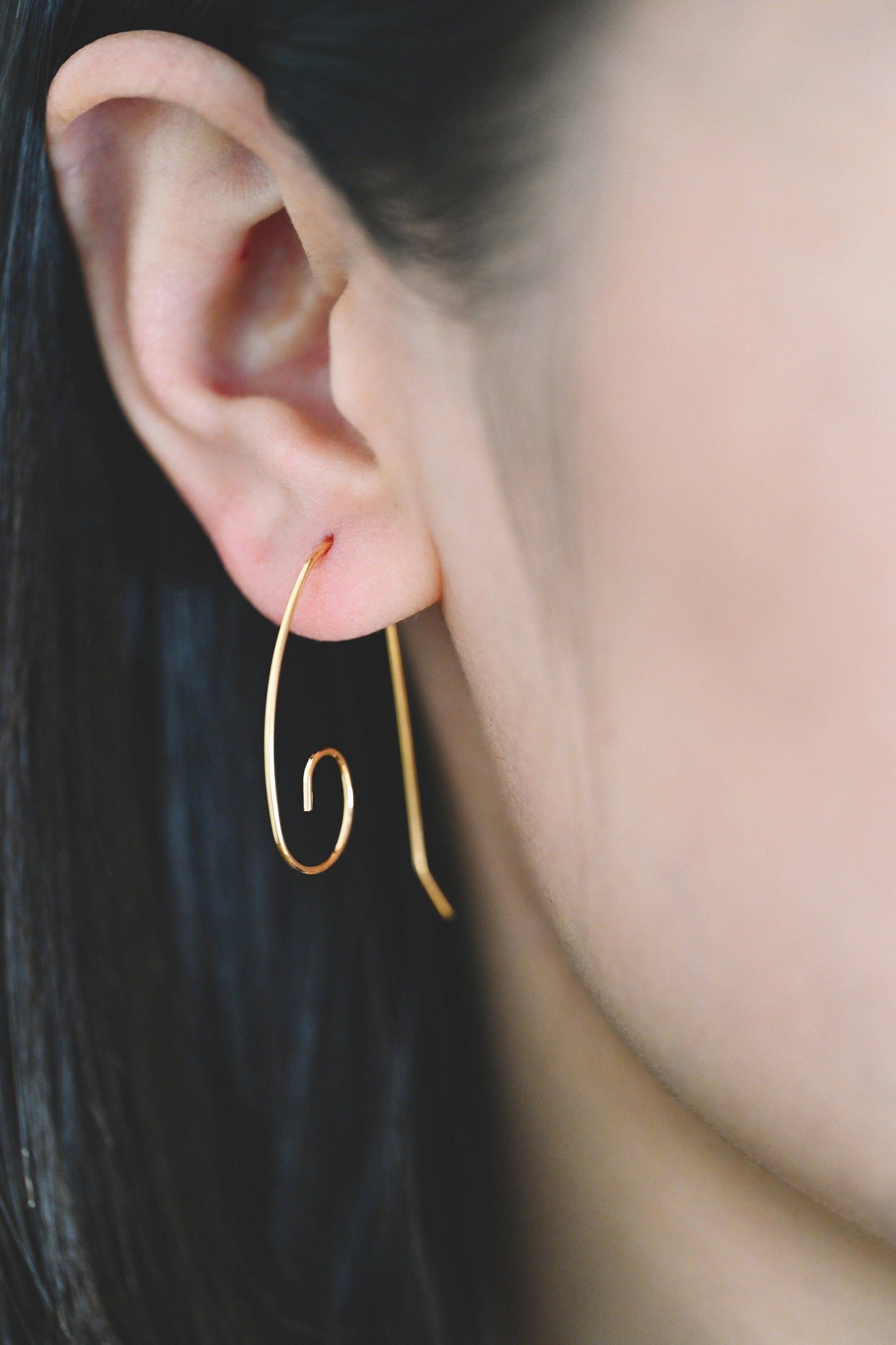 10pcs Gold plated Brass Ear Hooks 36x22mm, Simple Earwires Earring Components (GB-947-E)