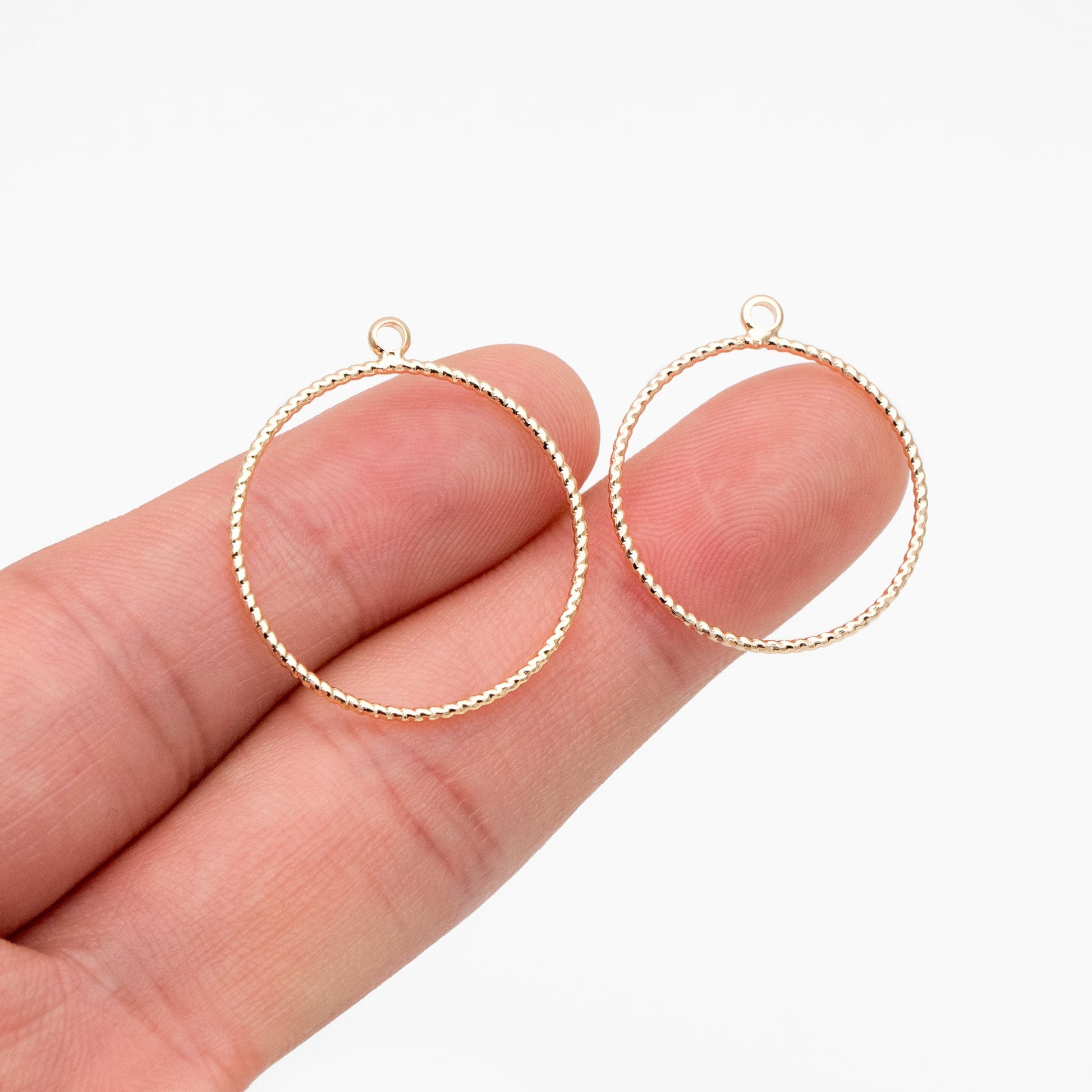 10pcs Gold/ Silver Tone Round Circle Pendants 20/ 22/ 25mm, Gold/ Rhodium plated Brass Ring Charms, Geometric Loop Pendants (GB-211)