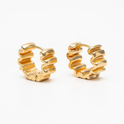 4pcs Gold/ Silver Wave Hoop Earrings, Gold/ Rhodium Plated Brass Huggie Earrings, Huggie Hoops (GB-4283)