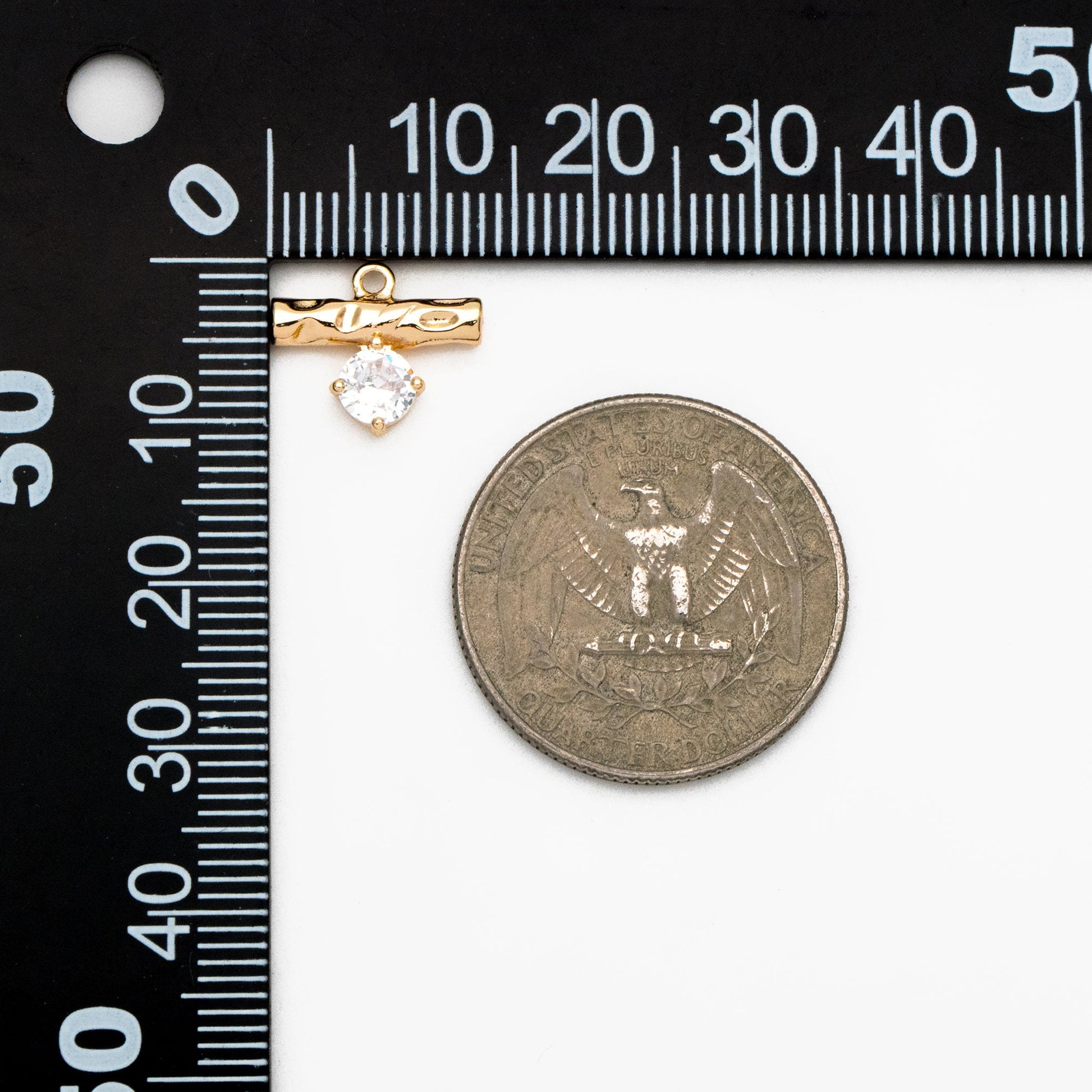 10pcs CZ pave Gold Bar Charm, 11x13mm, Gold plated Brass Bar Stick Pendants (GB-4285)